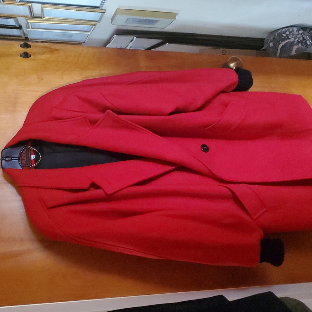 Vintage Patina International Long Warm Wool Jacket Size 16 Red
